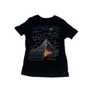 Boys Old Navy Black Volcano Diagram Tee Size XL